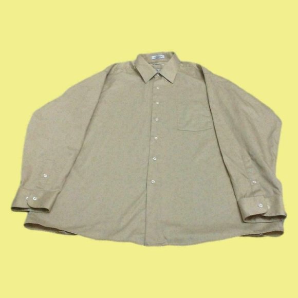 Van Heusen Men's Shirt Casual/Dress Cotton Blend Light Gold Size 17.5 (34-35) XL - Picture 3 of 16
